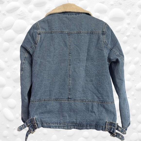 Rare Vintage Cherokee Aviator-Style Denim Sherpa Jacket – Women’s M - Picture 3 of 11